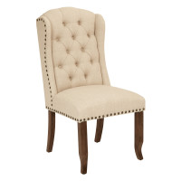OSP Home Furnishings JSAW-L38 Jessica Tufted Wing Chair in Linen Fabric